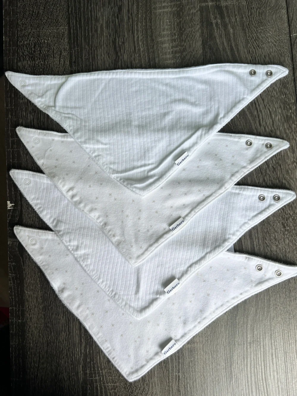 Gerber White Baby Bandana Bibs - Set of 4